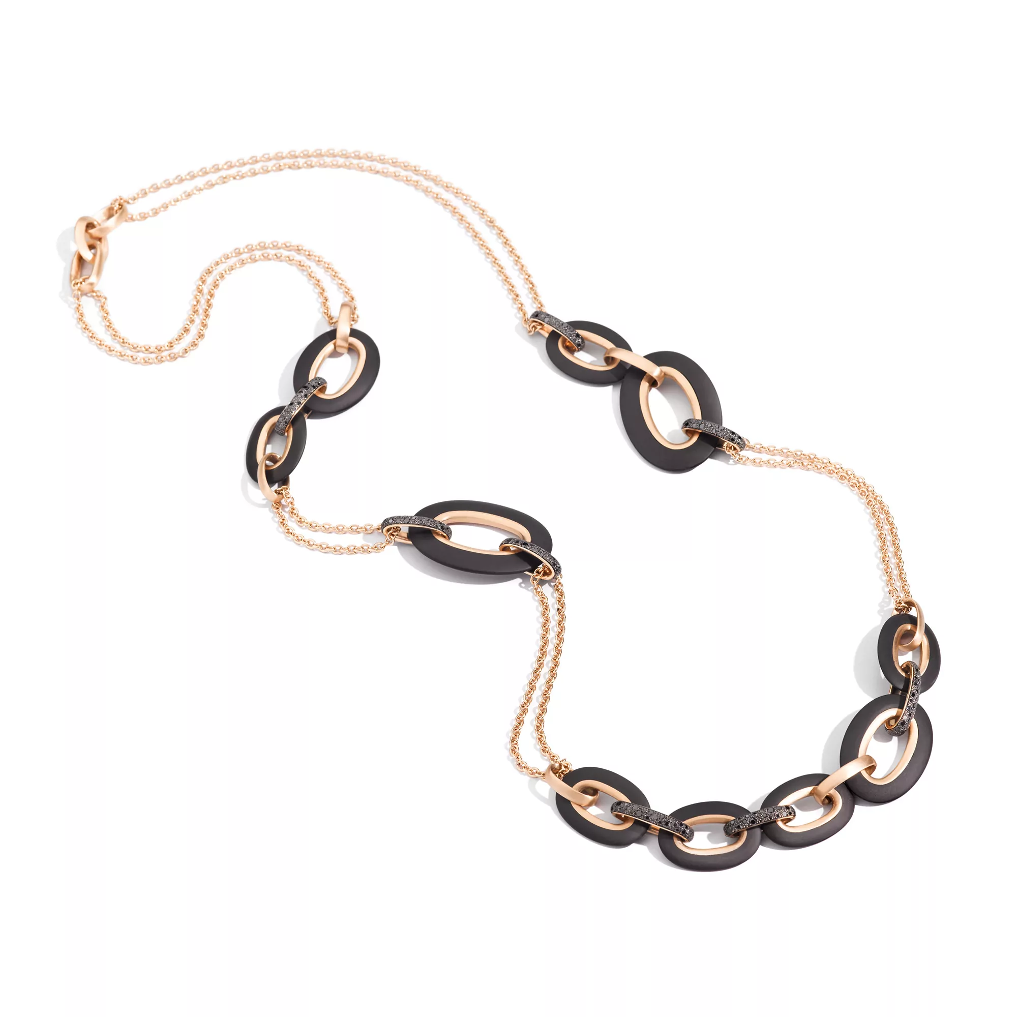 Pomellato Victoria Collier aus Roségold mit Jet und schwarzen Diamanten