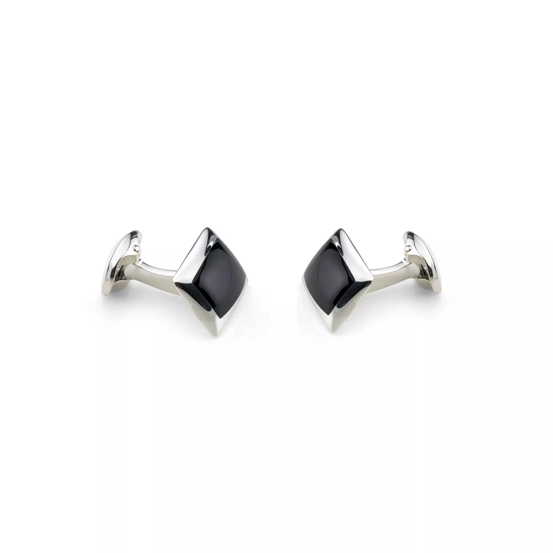 Manschettenknöpfe Quadrat aus Silber mit Onyx