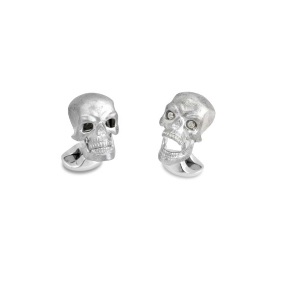Manschettenknöpfe Totenkopf aus Silber mit Diamanten