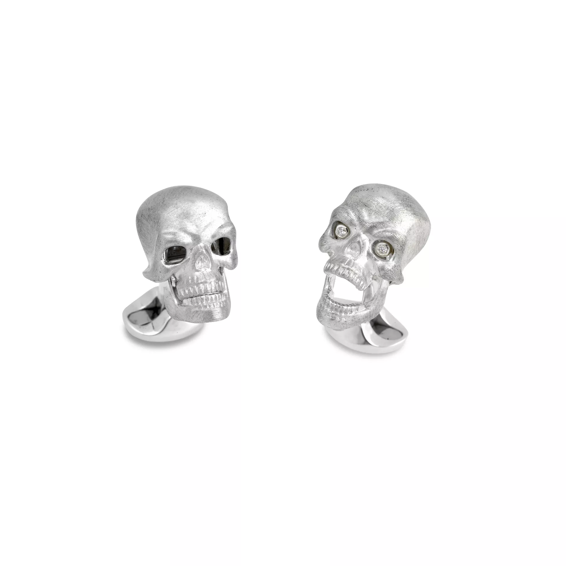 Manschettenknöpfe Totenkopf aus Silber mit Diamanten