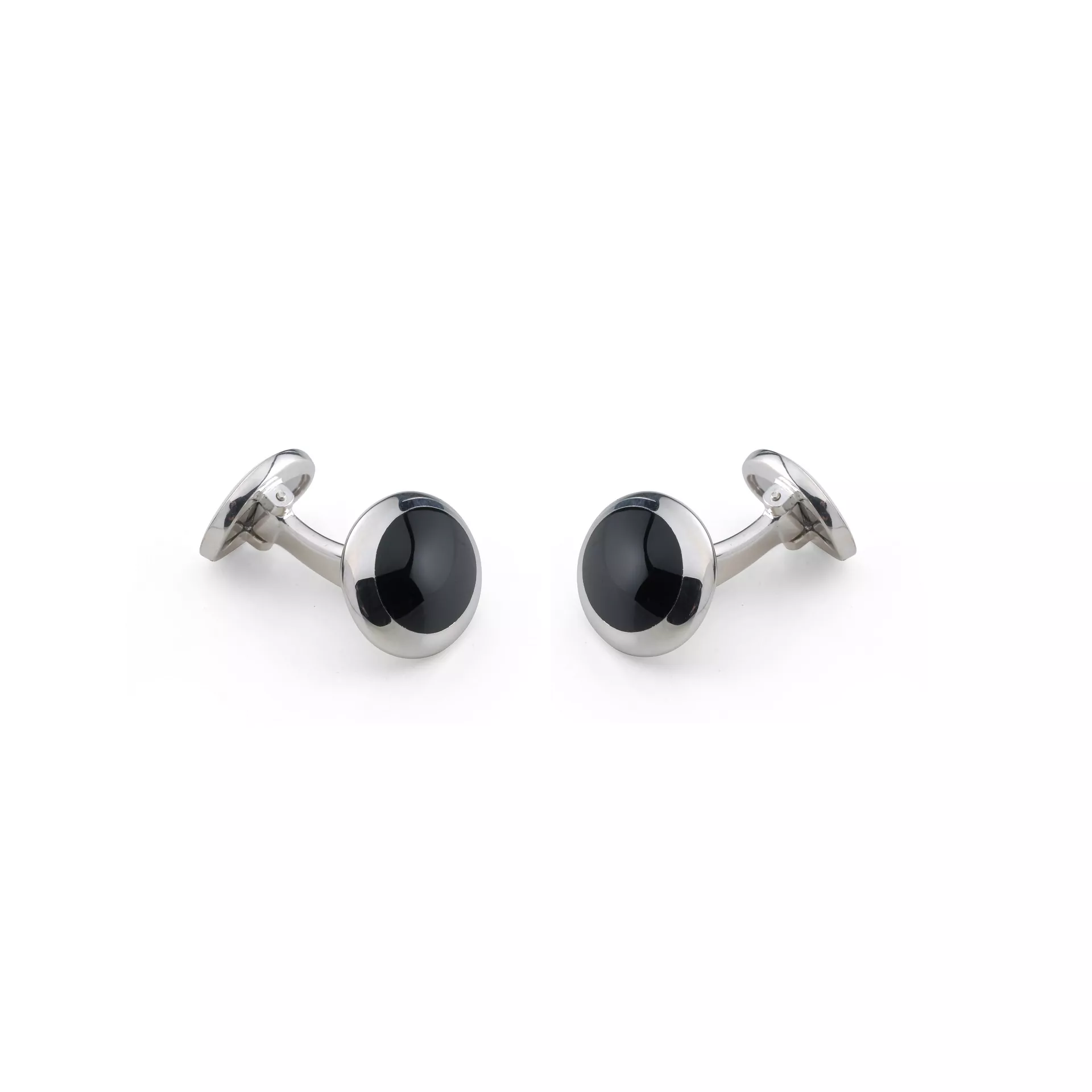 Manschettenknöpfe rund aus Silber mit Onyx
