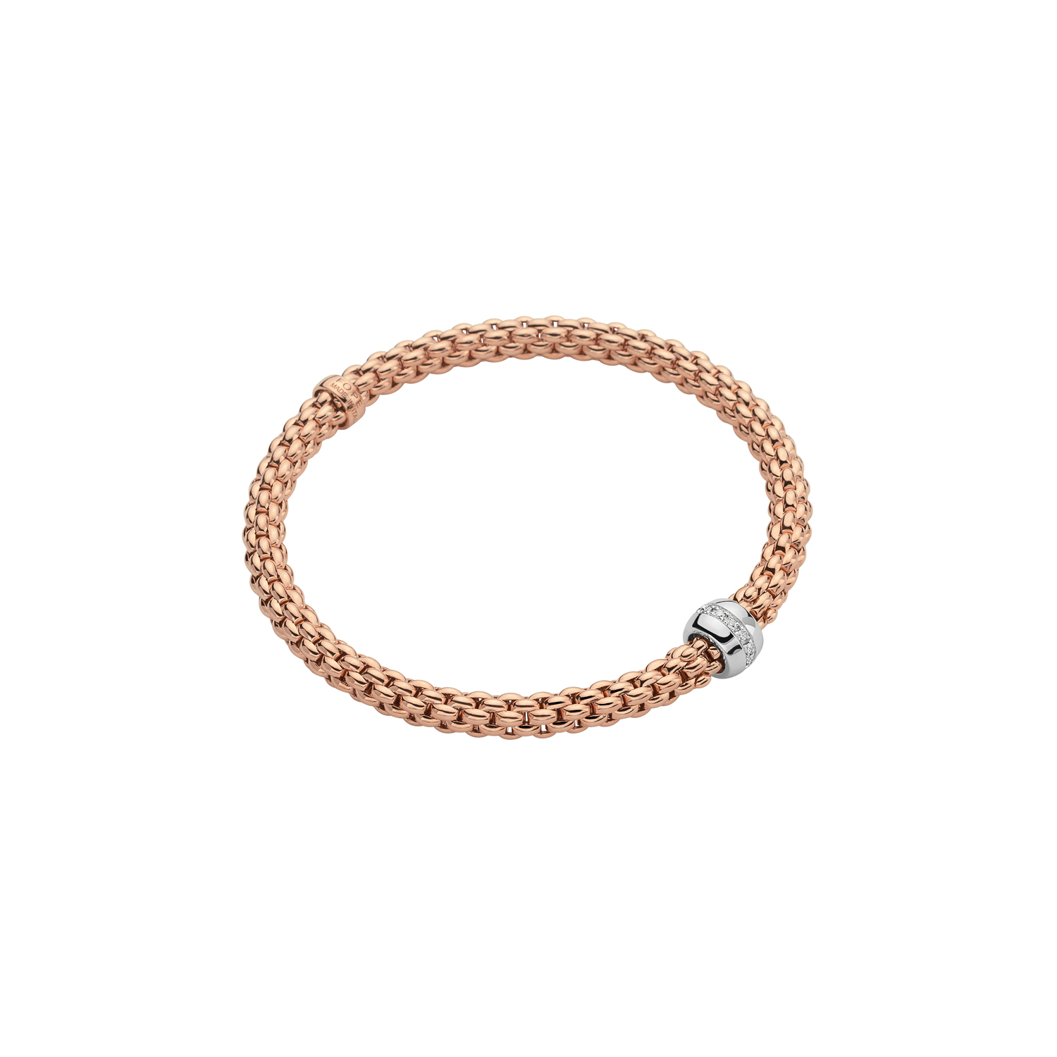 Flexibles Armband von Fope aus 18 Karat Rosé- und Weißgold mit Brillanten