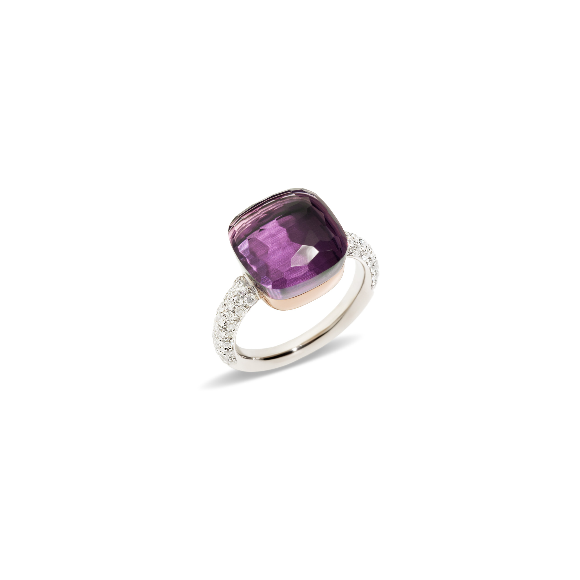 Pomellato Nudo Ring aus Weißgold mit Amethyst und Diamanten