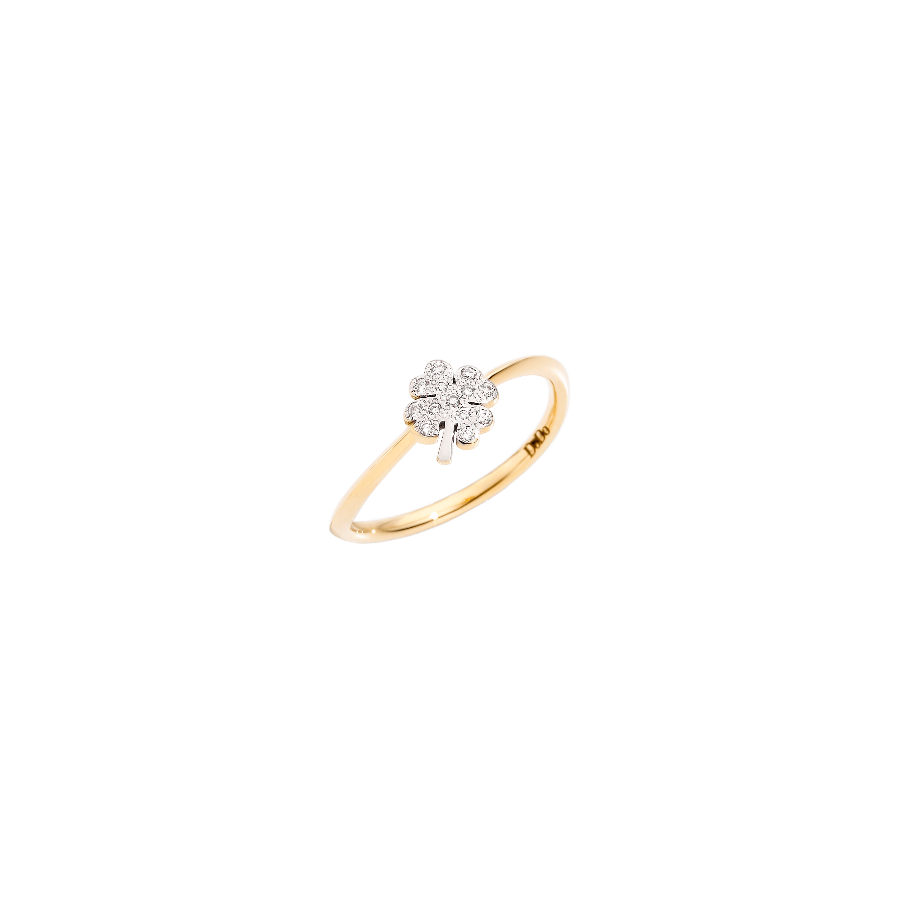 Dodo Ring Kleeblatt aus 18 Karat Gelbgold mit Diamanten