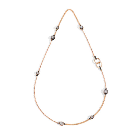 Pomellato Nudo Collier aus Roségold mit Obsidian und Diamanten