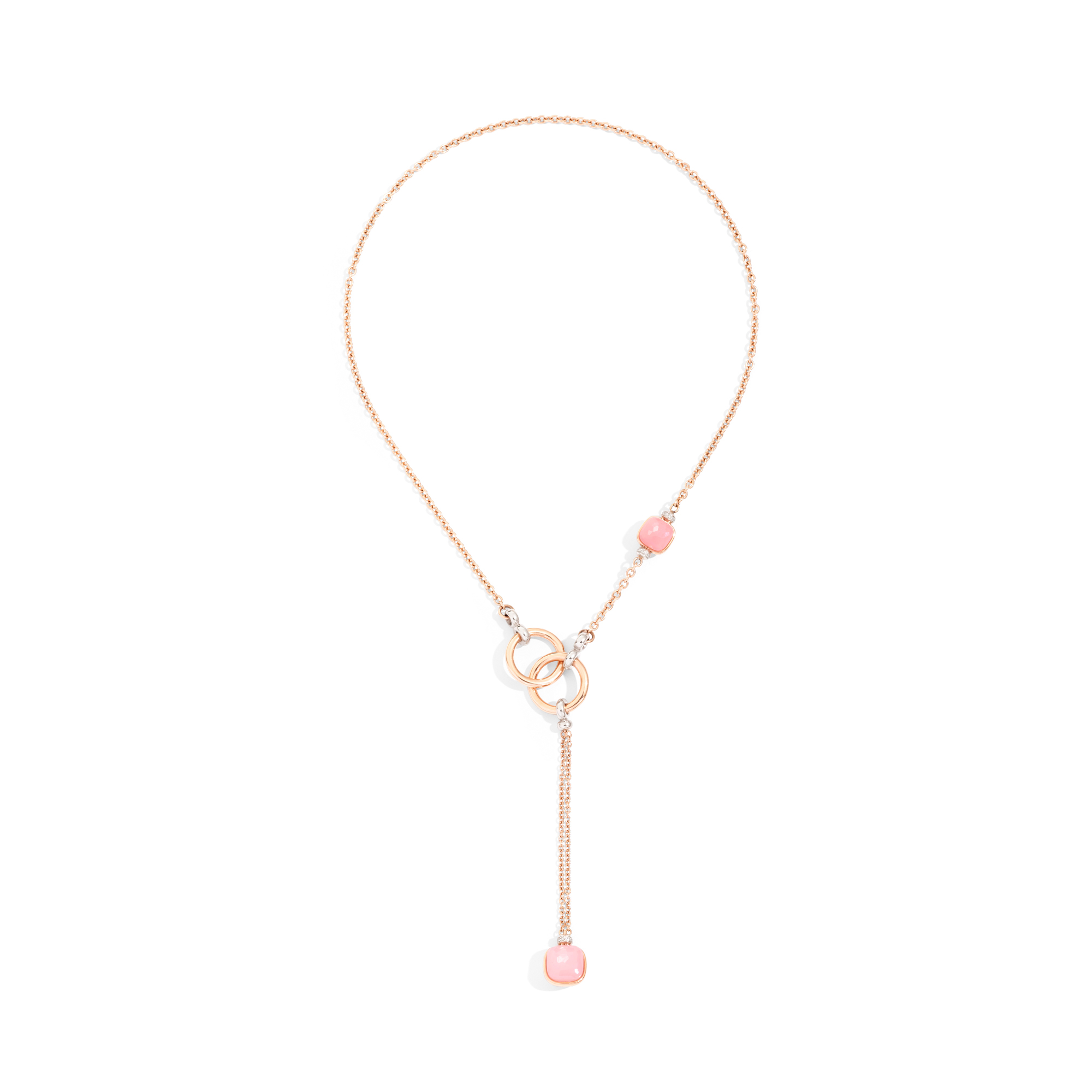 Pomellato Nudo Collier aus Roségold mit Rosenquarz und Diamanten