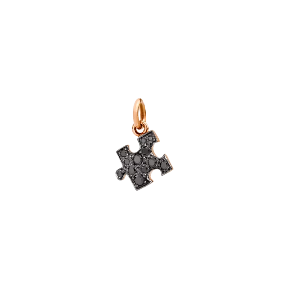 Dodo Anhänger Puzzle aus 9 Karat Roségold mit schwarzen Diamanten