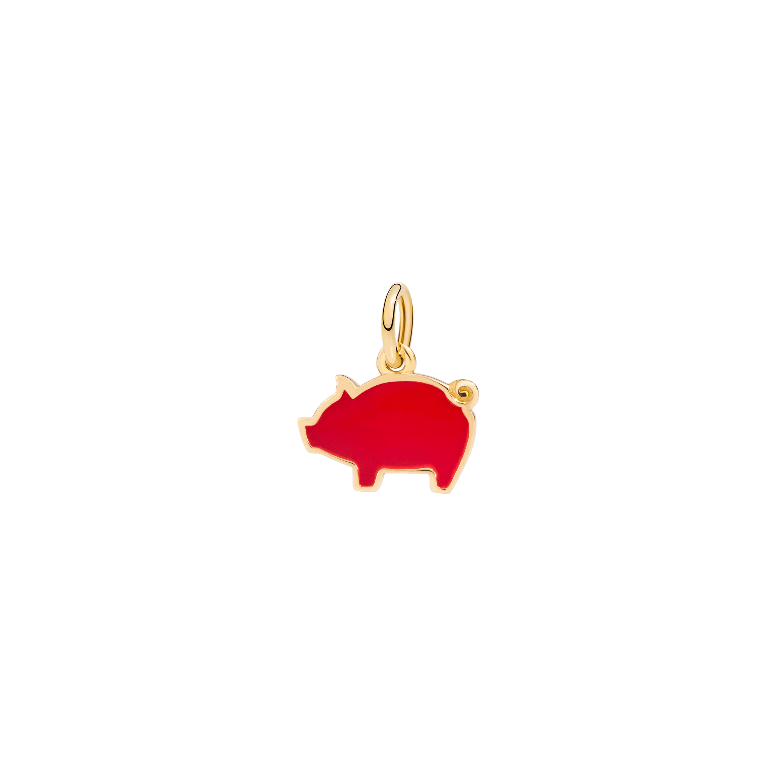 Dodo Anhänger Schweinchen aus Gelbgold mit Emaille