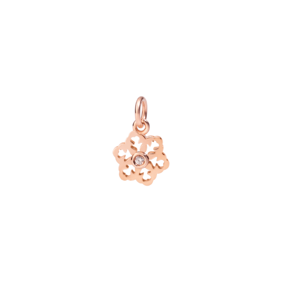 Dodo Anhänger Schneeflocke aus 9 Karat Roségold mit Diamant