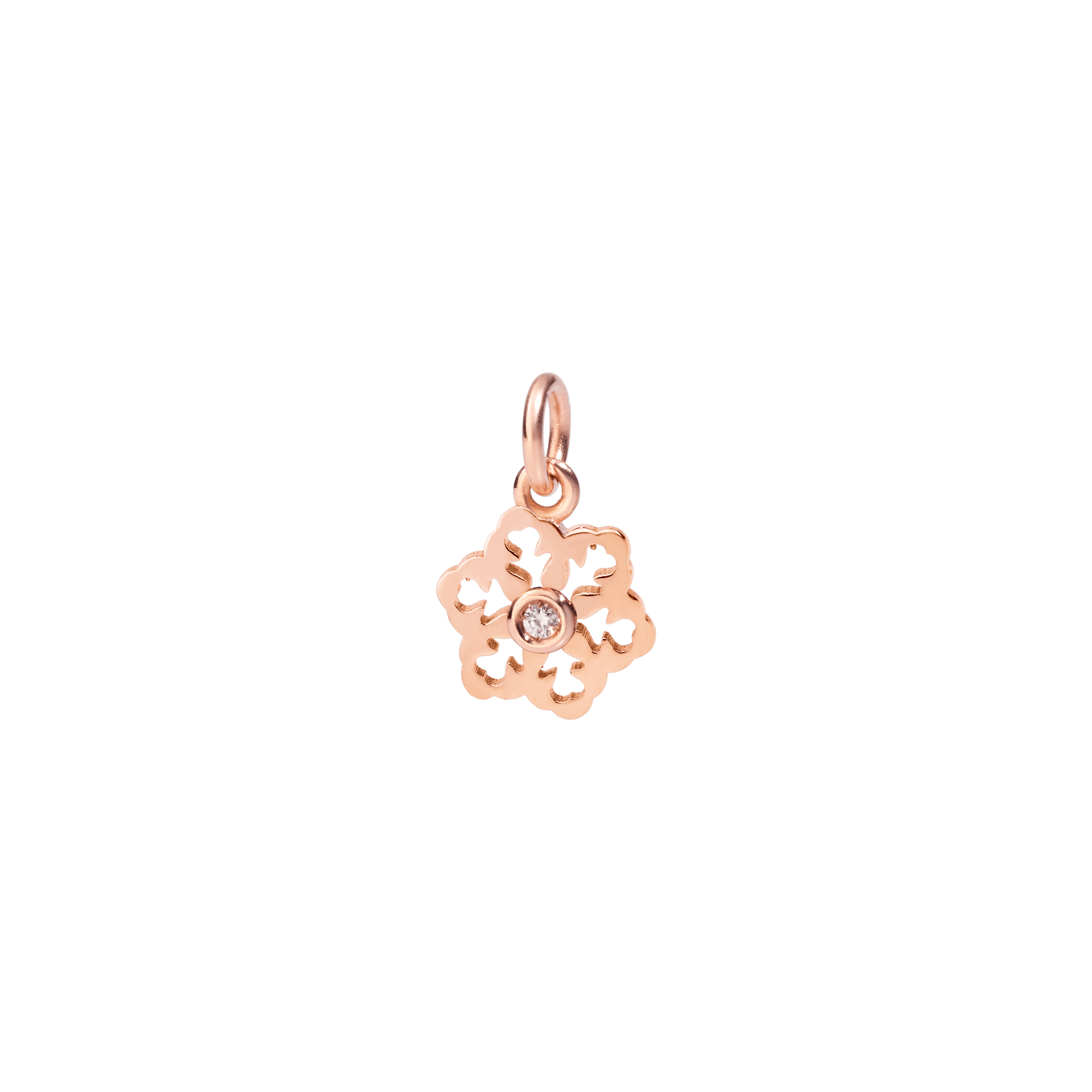 Dodo Anhänger Schneeflocke aus 9 Karat Roségold mit Diamant