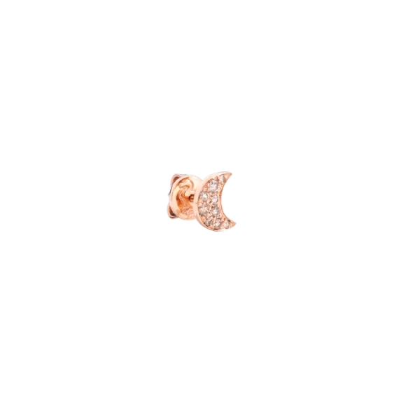Dodo Ohrschmuck Mond aus 9 Karat Roségold mit braunen Diamanten