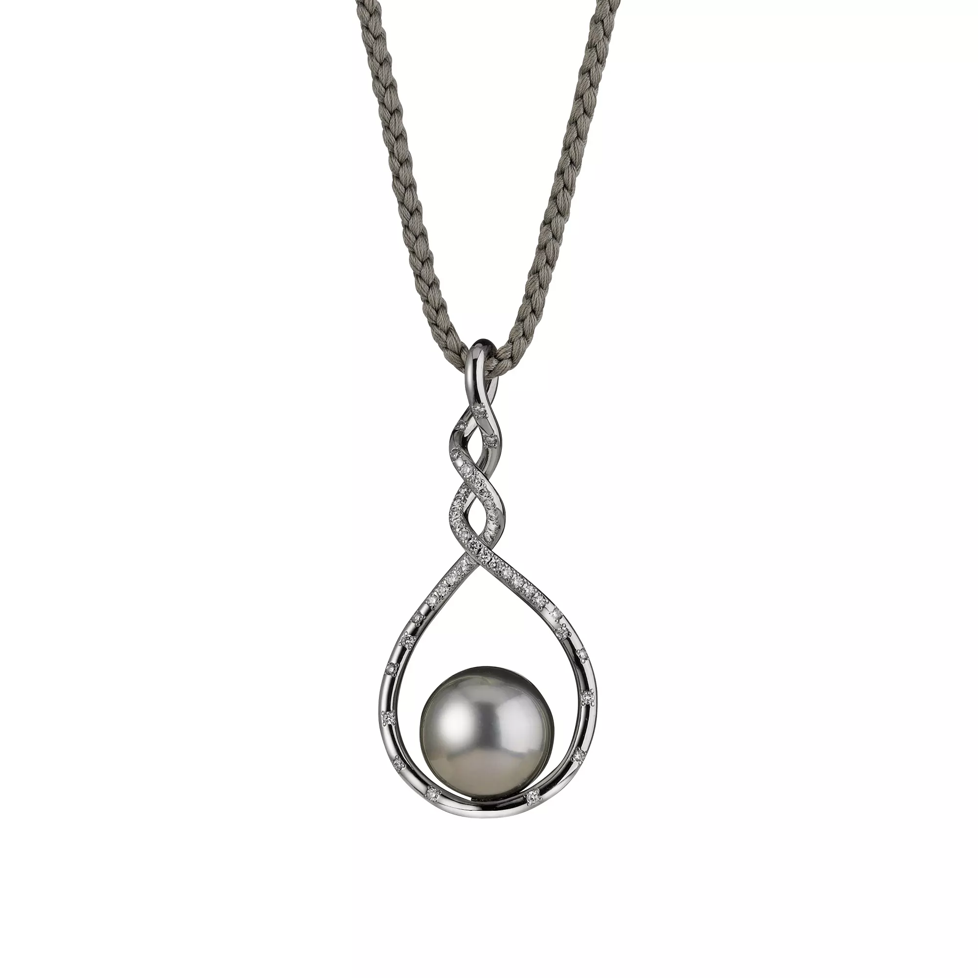 Collier aus Weißgold mit Tahiti-Zuchtperle und Diamanten