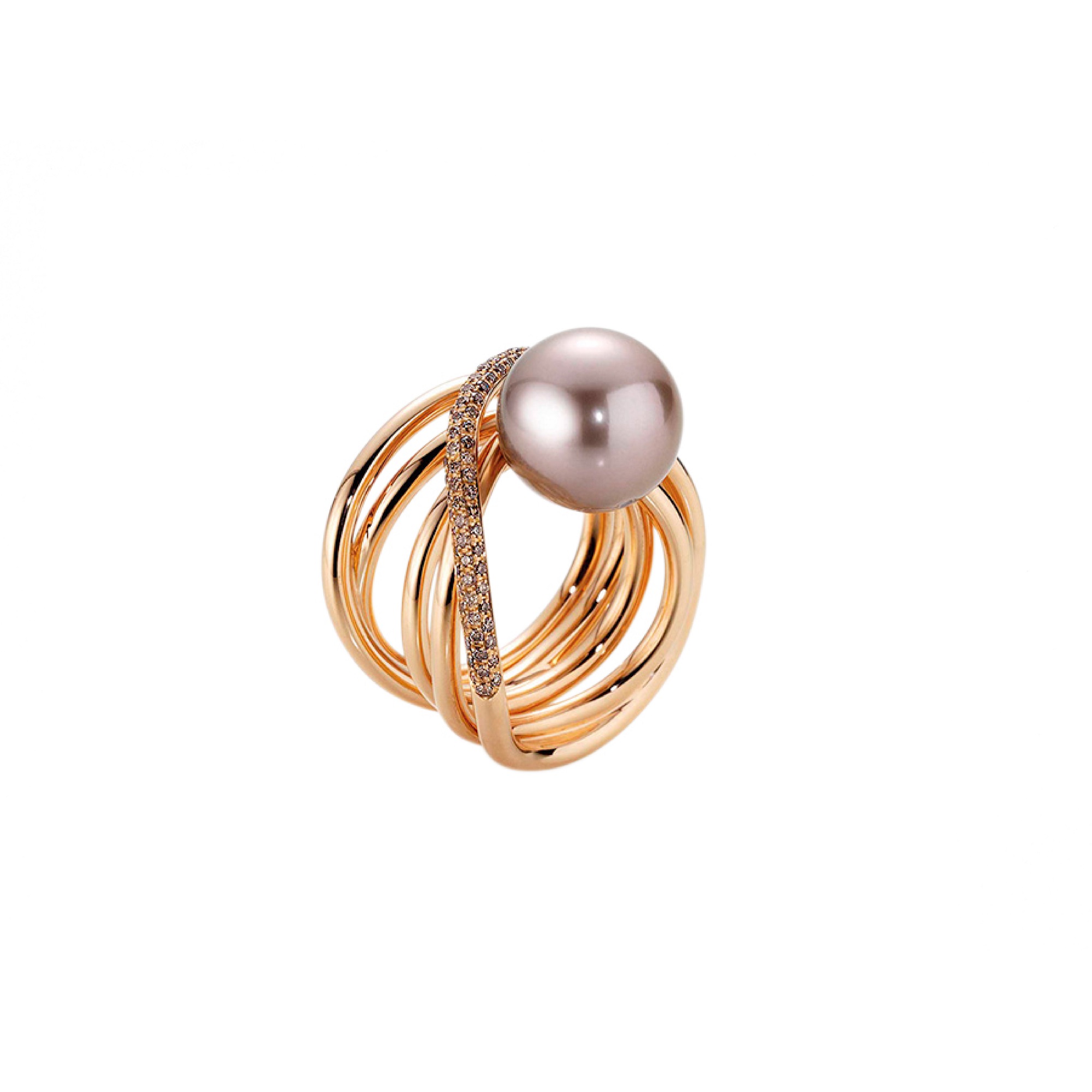 Ring aus Roségold mit Tahiti-Zuchtperle und Diamanten