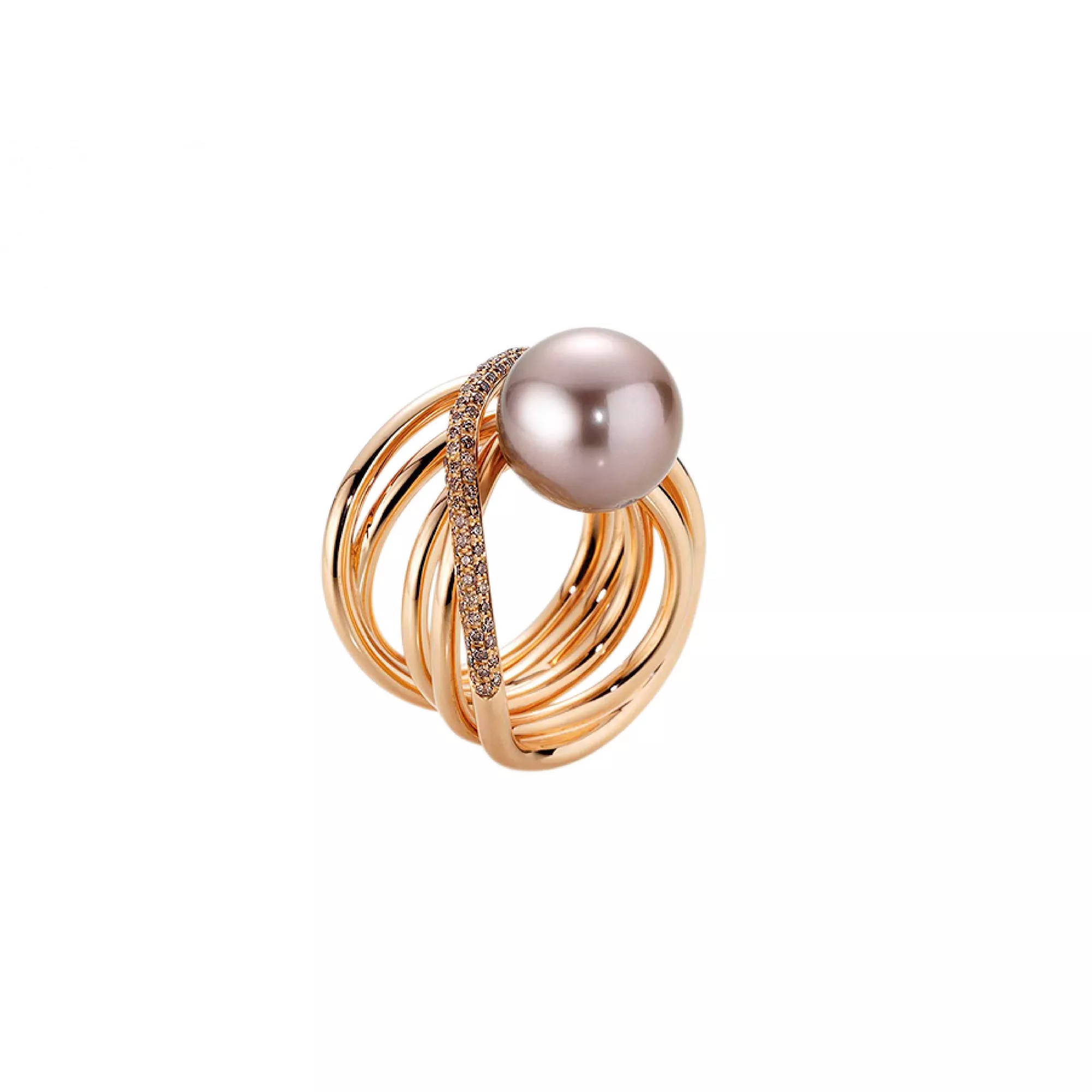 Ring aus Roségold mit Tahiti-Zuchtperle und Diamanten