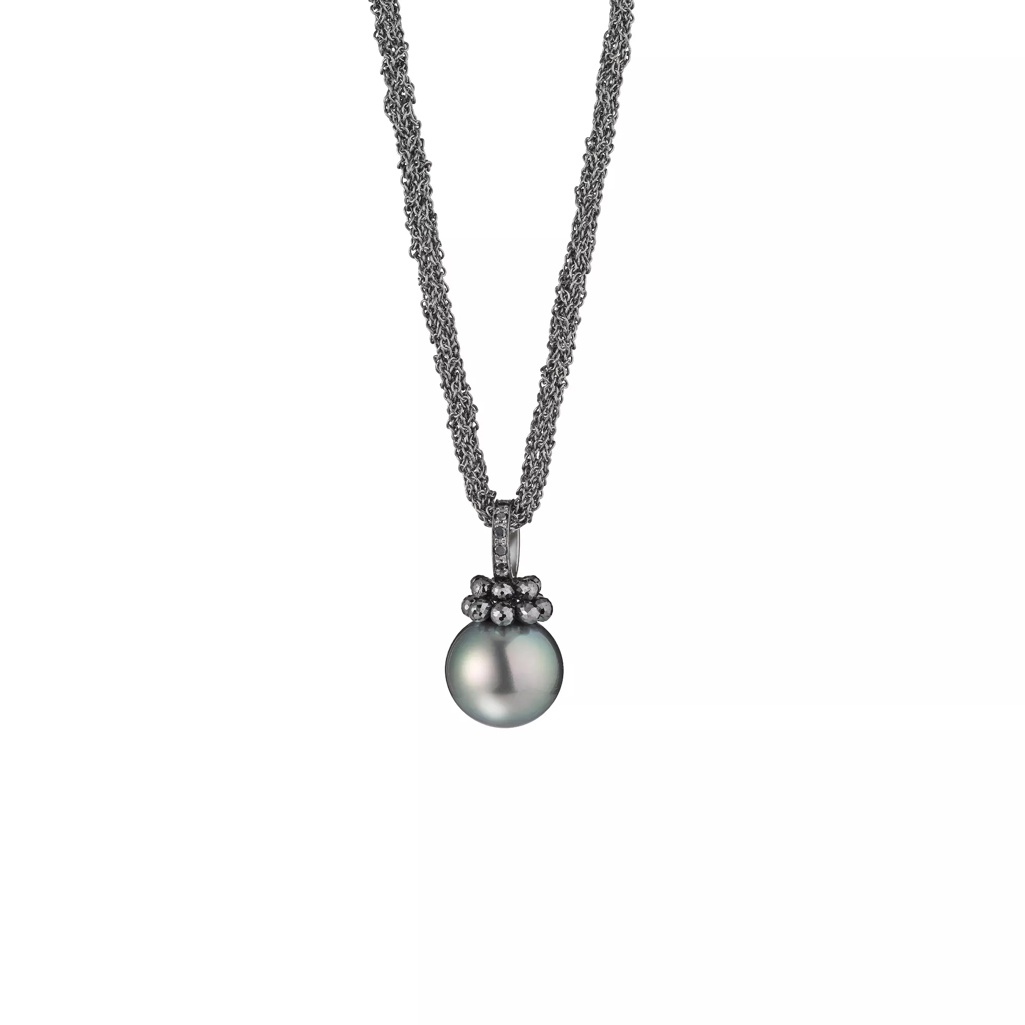Collier aus Silber und Weißgold mit Tahiti-Zuchtperle und Diamanten