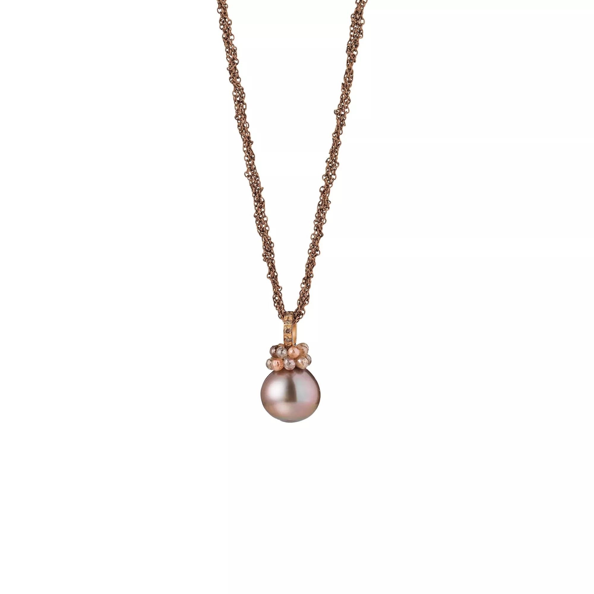 Collier aus Silber und Roségold mit Tahiti-Zuchtperle und Diamanten