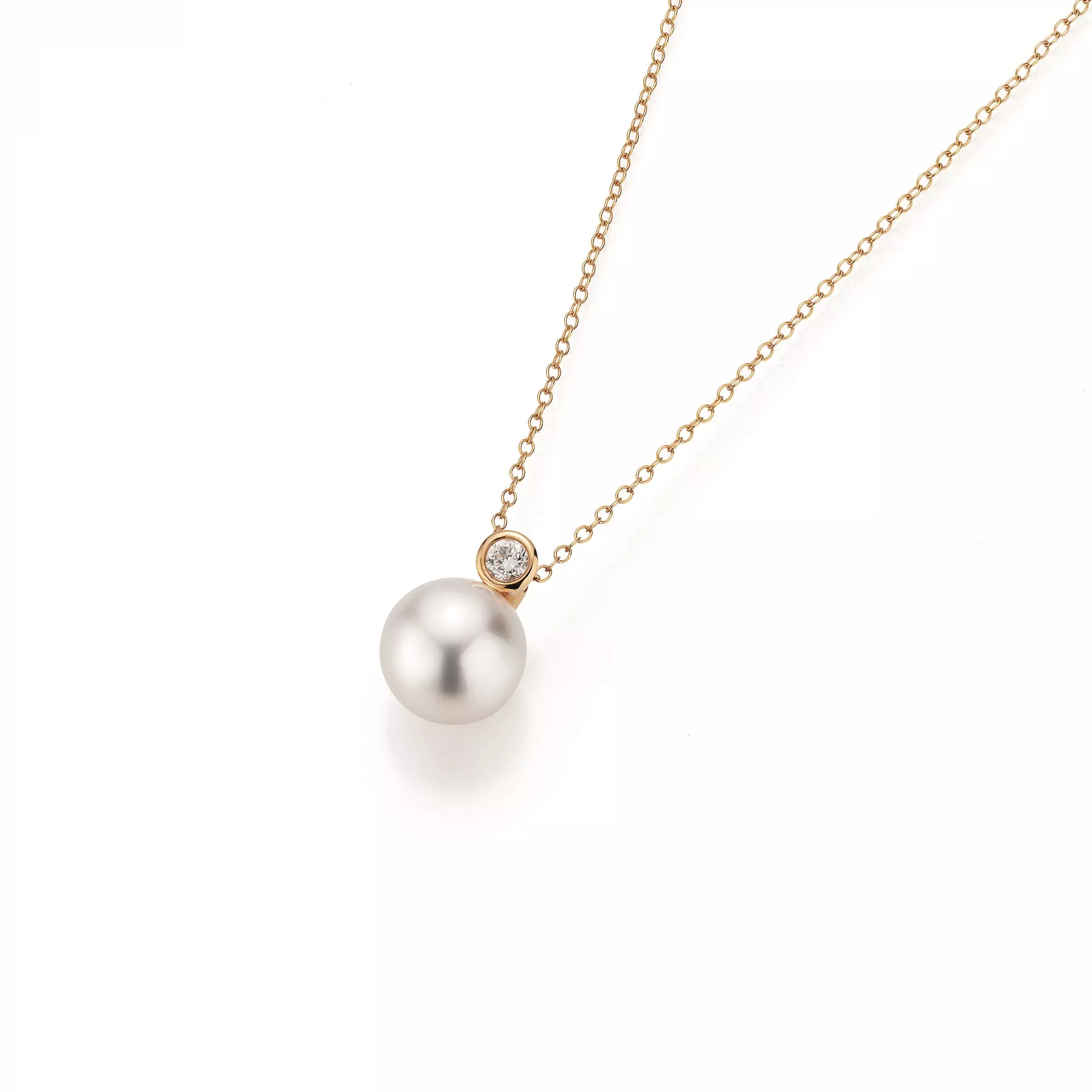 Collier aus Gelbgold mit Südsee-Zuchtperle und Diamant
