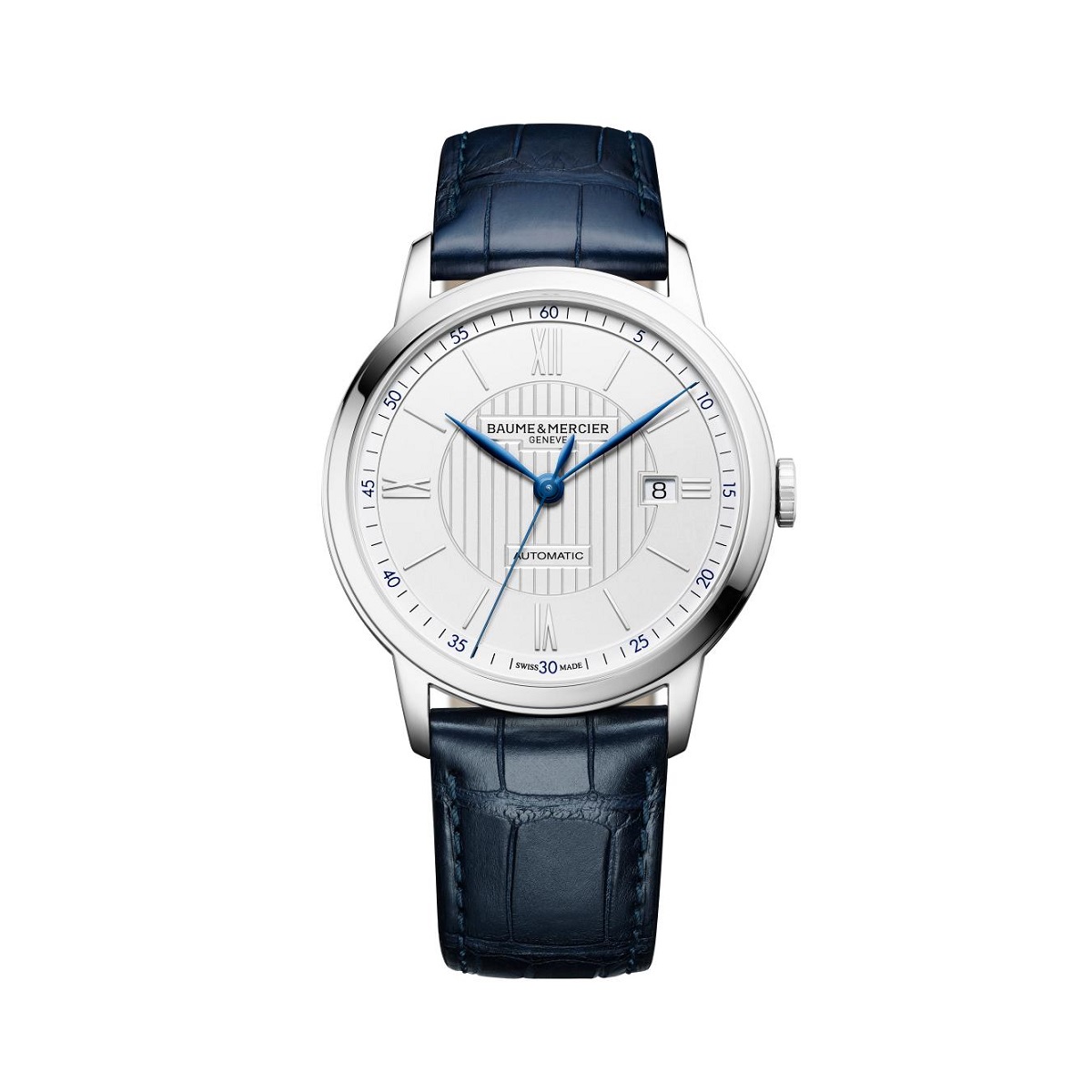 Baume et Mercier Classima mit Gehäuse aus Edelstahl, Lederband und silberfarbenem Zifferblatt