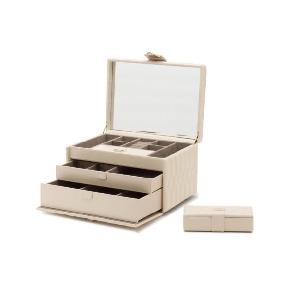 Schmuckaufbewahrungsbox aus Leder in beige