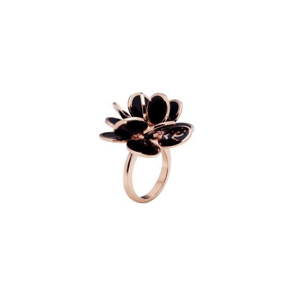 Chantecler Paillettes Ring aus Roségold mit schwarzem Emaille