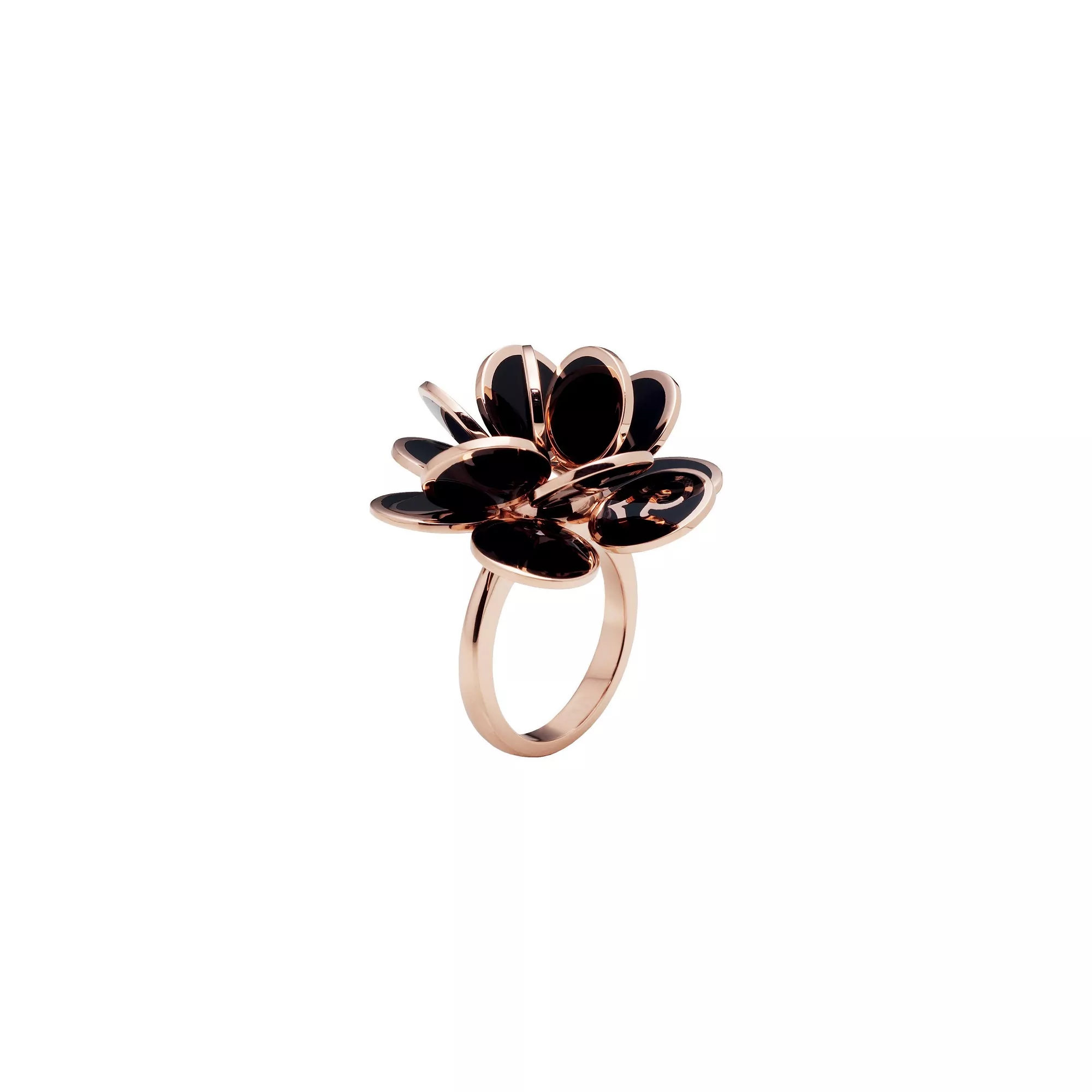 Chantecler Paillettes Ring aus Roségold mit schwarzem Emaille