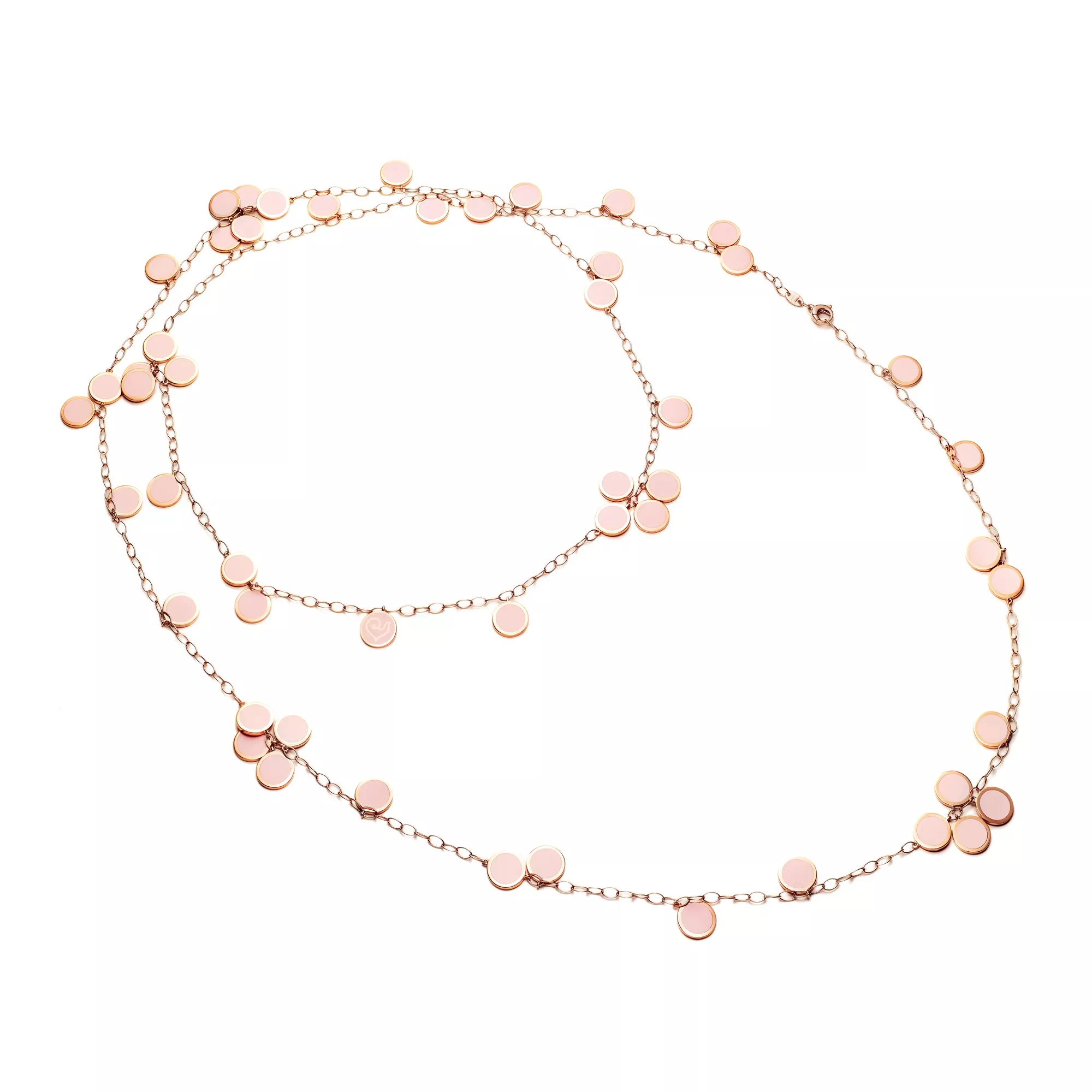 Chantecler Paillettes Collier aus Roségold mit rosa Emaille