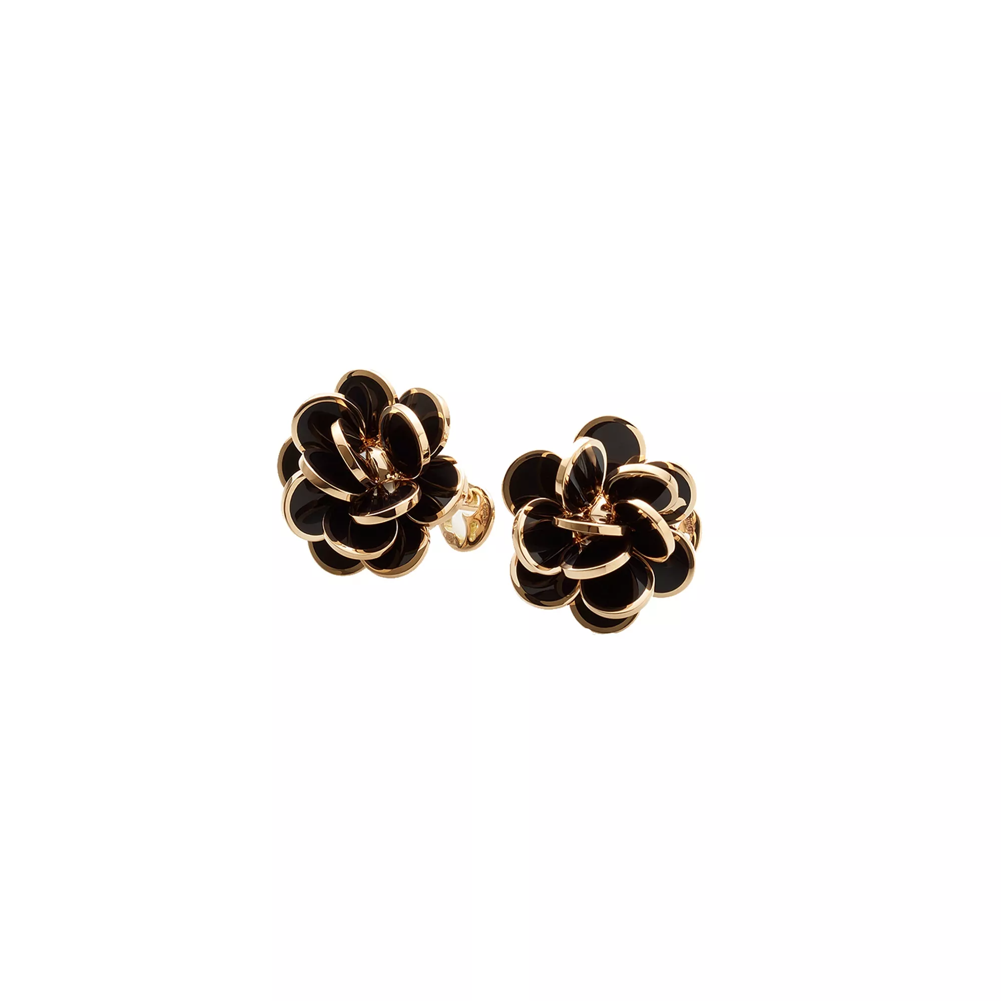 Chantecler Paillettes Ohrschmuck aus Roségold mit schwarzem Emaille