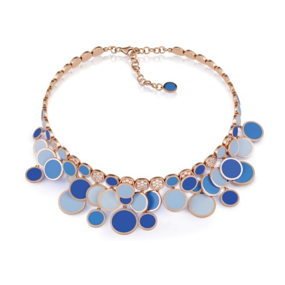 Chantecler Paillettes Collier aus Roségold mit blauem Emaille und Brillanten