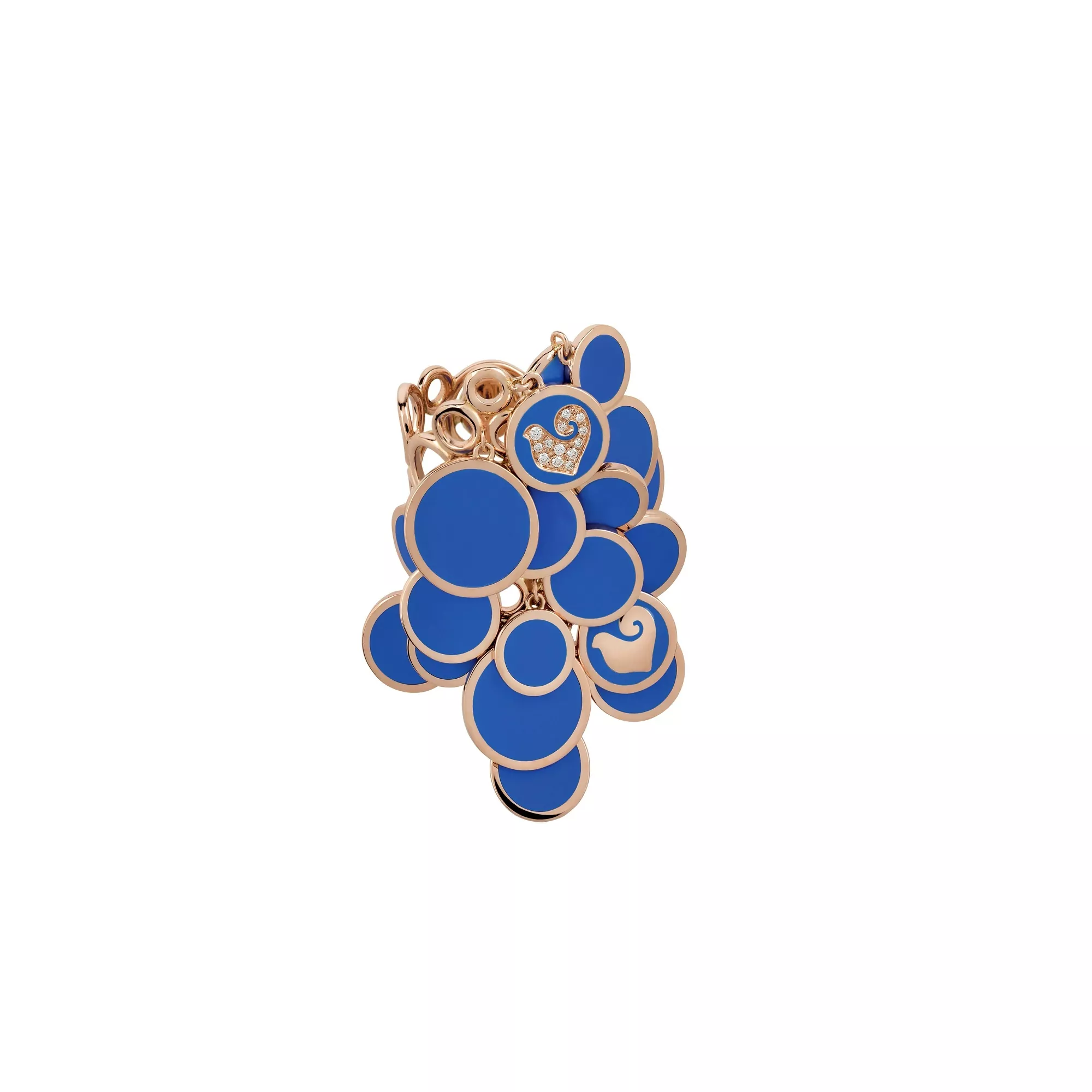 Chantecler Paillettes Ring aus Roségold mit blauem Emaille und Brillaten