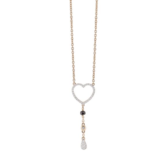 Collier Goccia aus Roségold mit Diamanten und Saphir