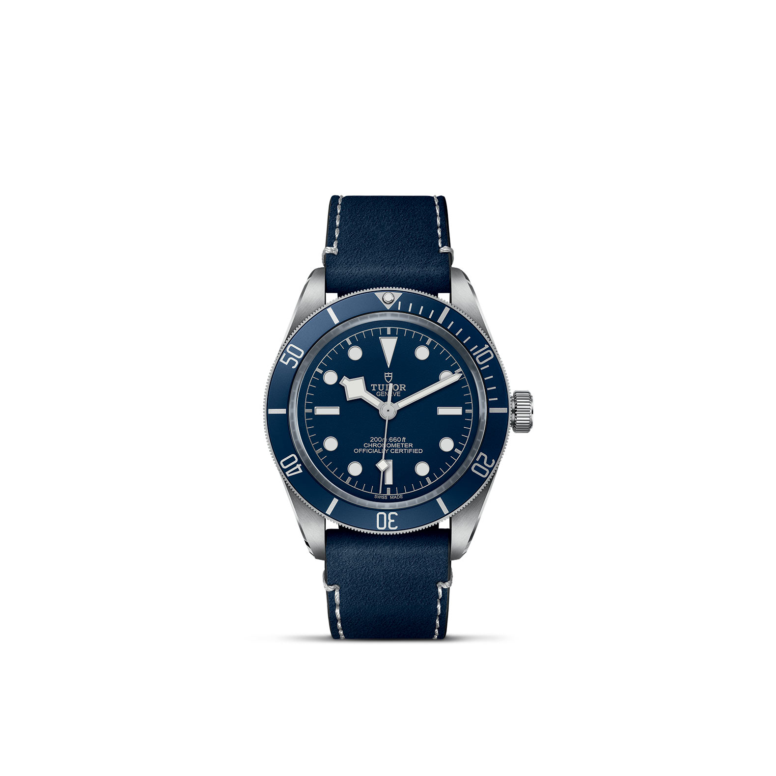 Tudor Black Bay Fifty-Eight mit Edelstahlgehäuse und Soft Touch Band und blauem Zifferblatt