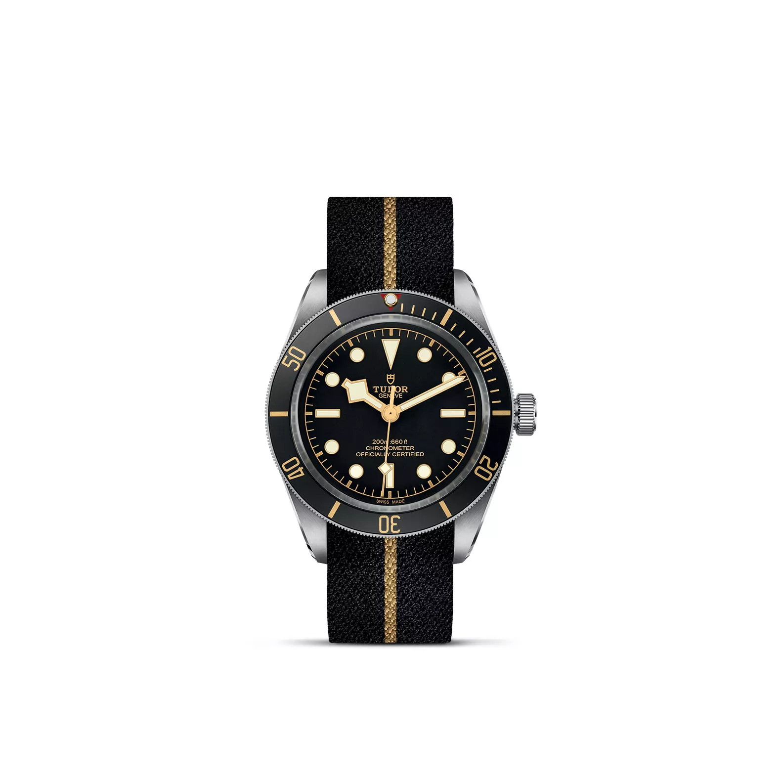 Tudor Black Bay Fifty-Eight mit Edelstahlgehäuse und Textilband und schwarzem Zifferblatt