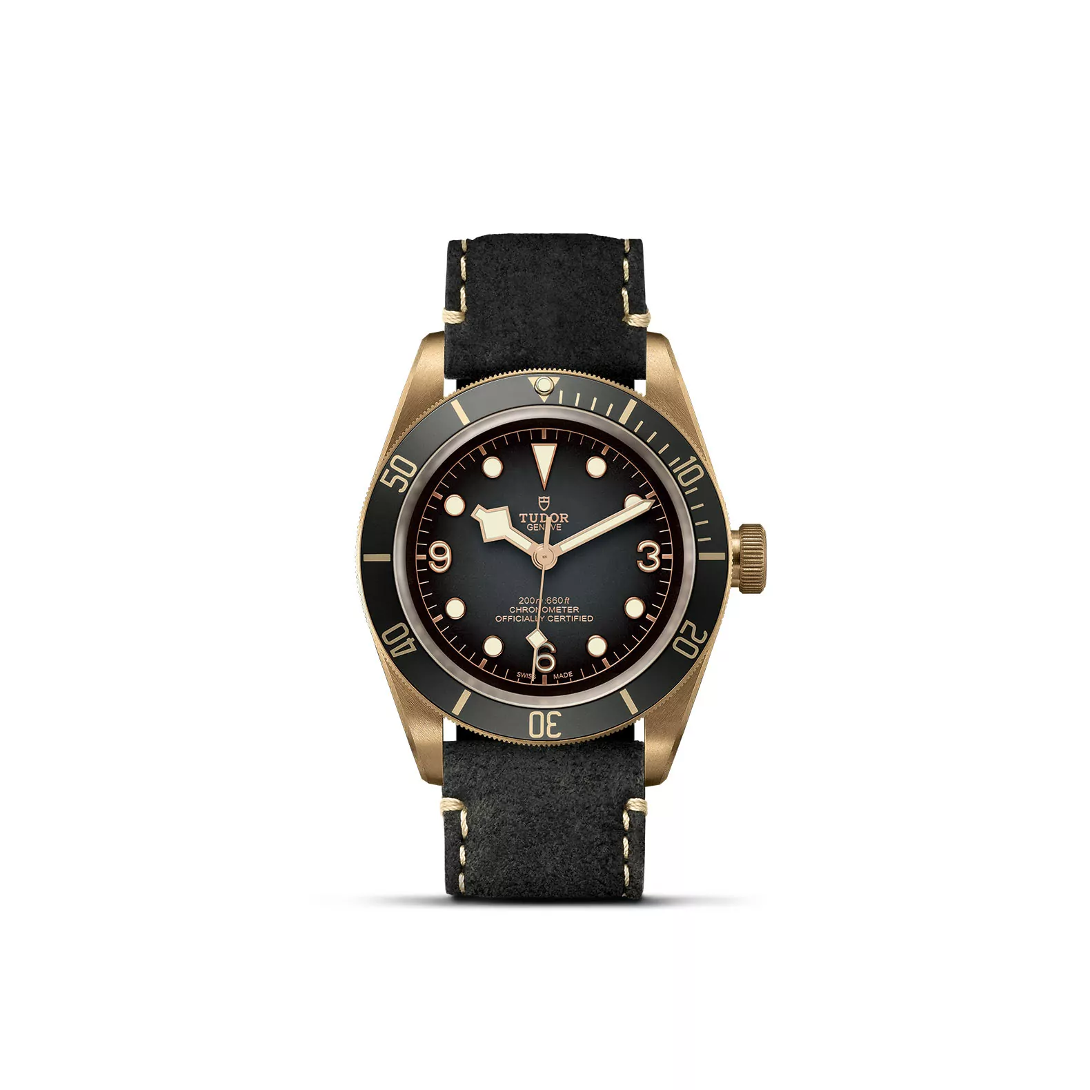 Tudor Black Bay Bronze mit Bronzegehäuse und Lederband und schwarzem Zifferblatt