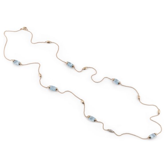 Collier La Piazza aus Roségold mit Diamanten und blauem Topas