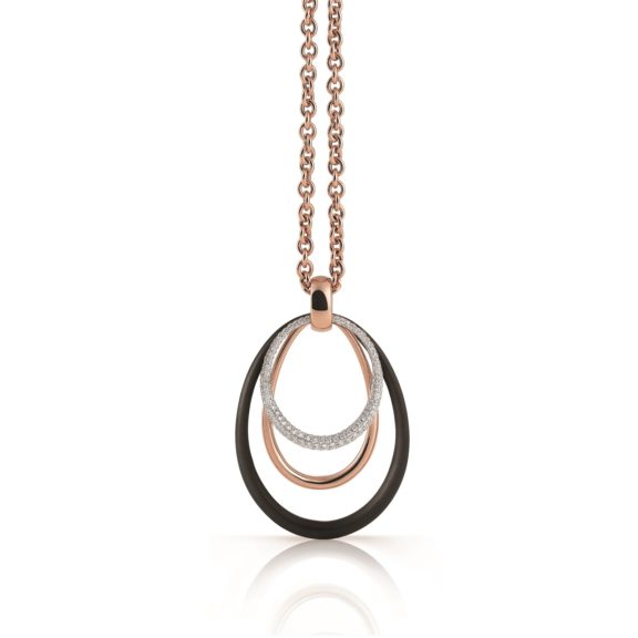 Anhänger Serenata aus Roségold und Edelstahl mit Diamanten