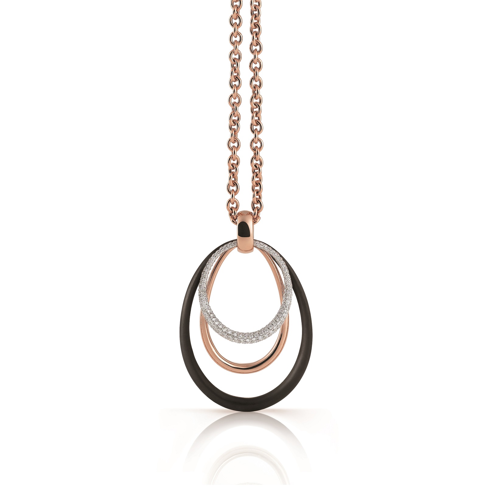 Anhänger Serenata aus Roségold und Edelstahl mit Diamanten