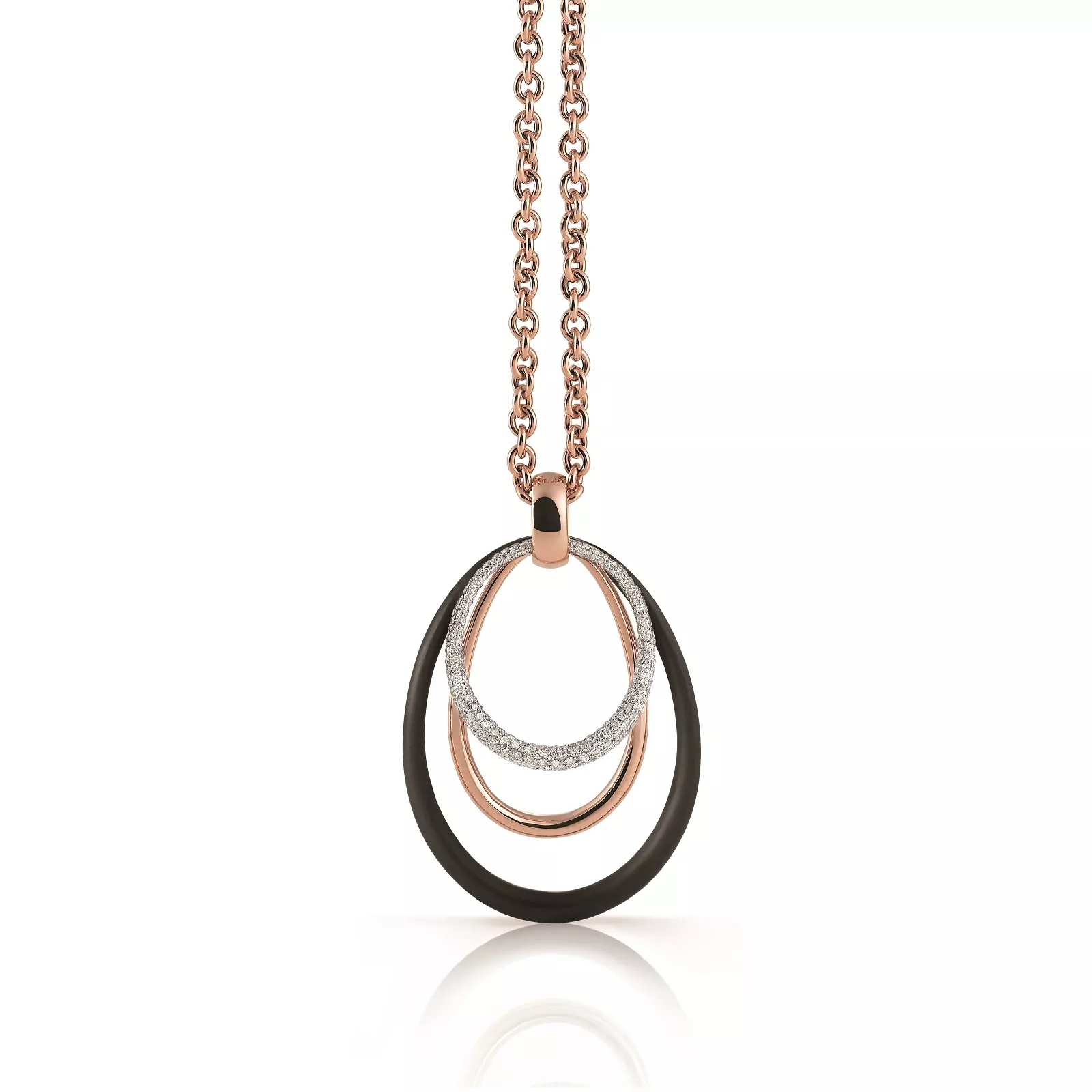 Anhänger Serenata aus Roségold und Edelstahl mit Diamanten