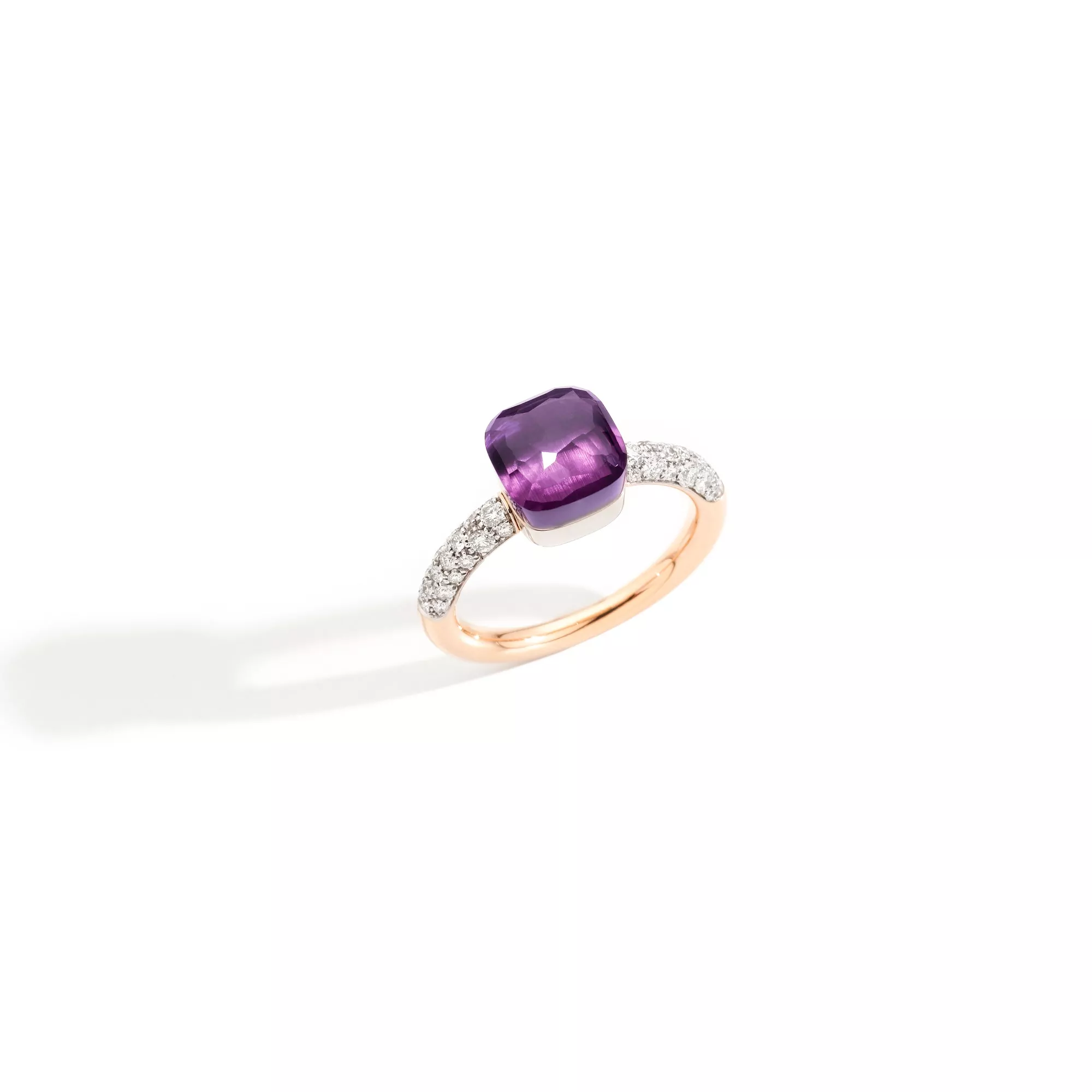 Pomellato Nudo Ring aus Rosé- und Weißgold mit Amethyst und Diamanten