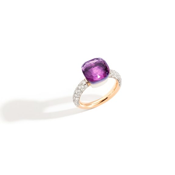 Pomellato Nudo Ring aus Rosé- und Weißgold mit Amethyst und Diamanten