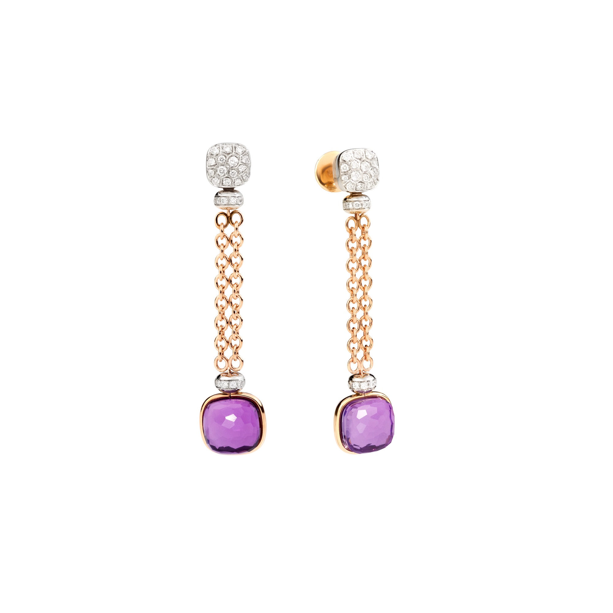 Pomellato Nudo Ohrschmuck aus Roségold mit Amethyst und Diamanten