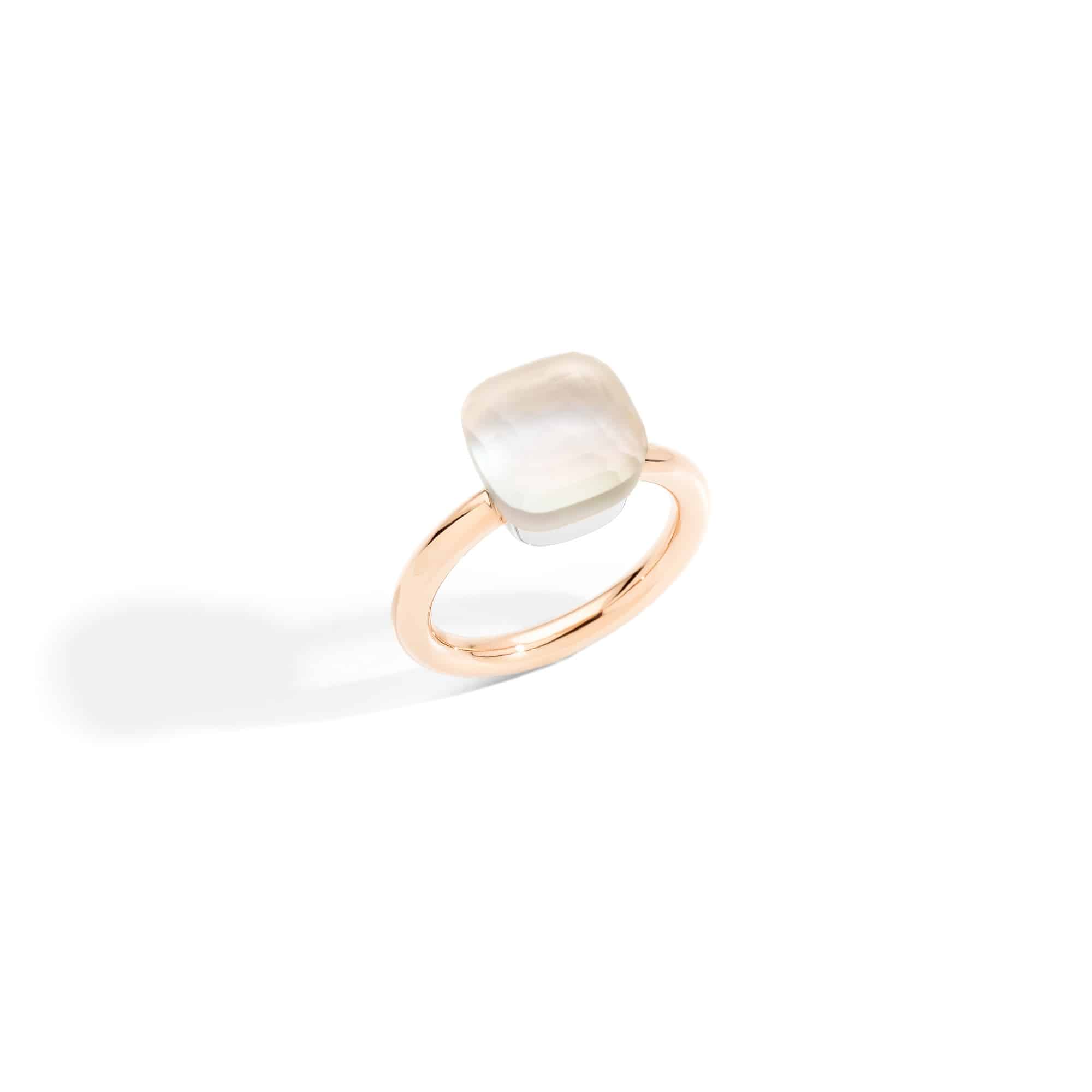 Pomellato Nudo Ring aus Roségold mit weißem Topas und Perlmutt