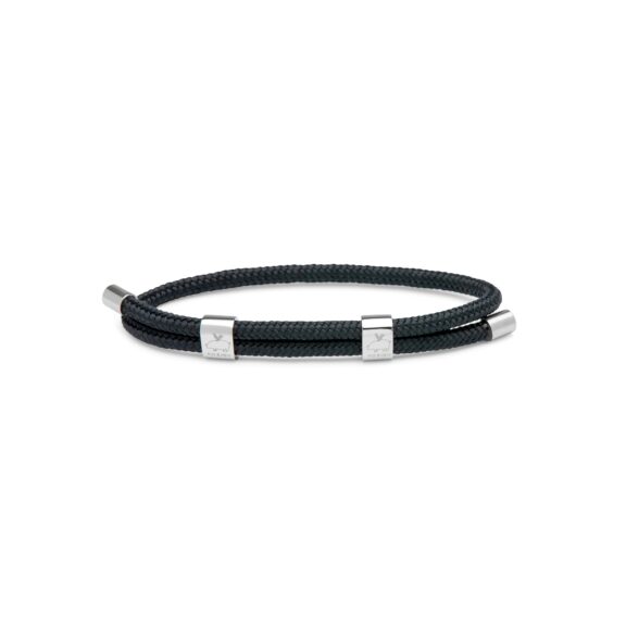 Herrenarmband aus dunkelblauem Schiffstau und Edelstahl
