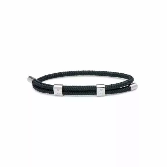 Herrenarmband aus dunkelblauem Schiffstau und Edelstahl