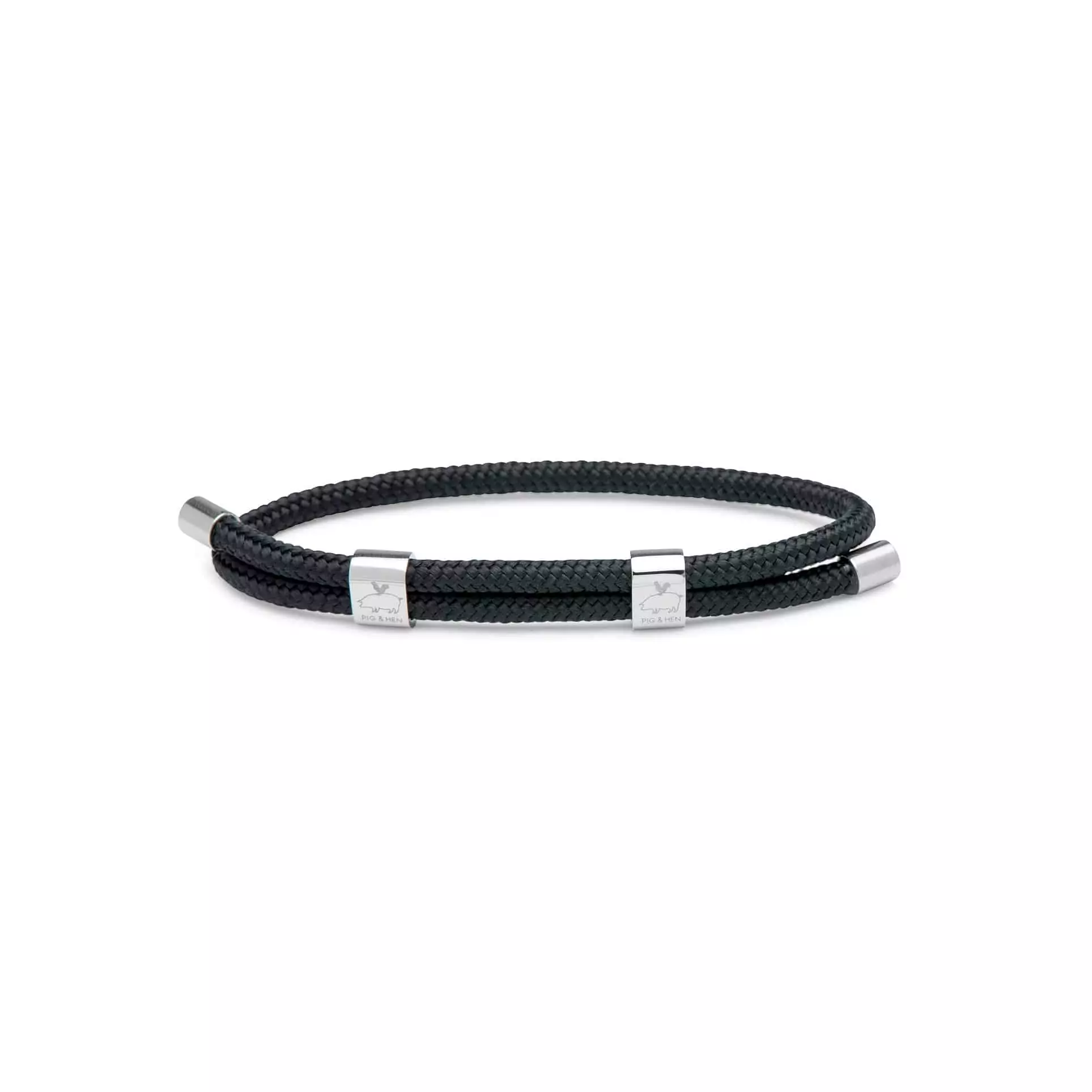 Herrenarmband aus dunkelblauem Schiffstau und Edelstahl