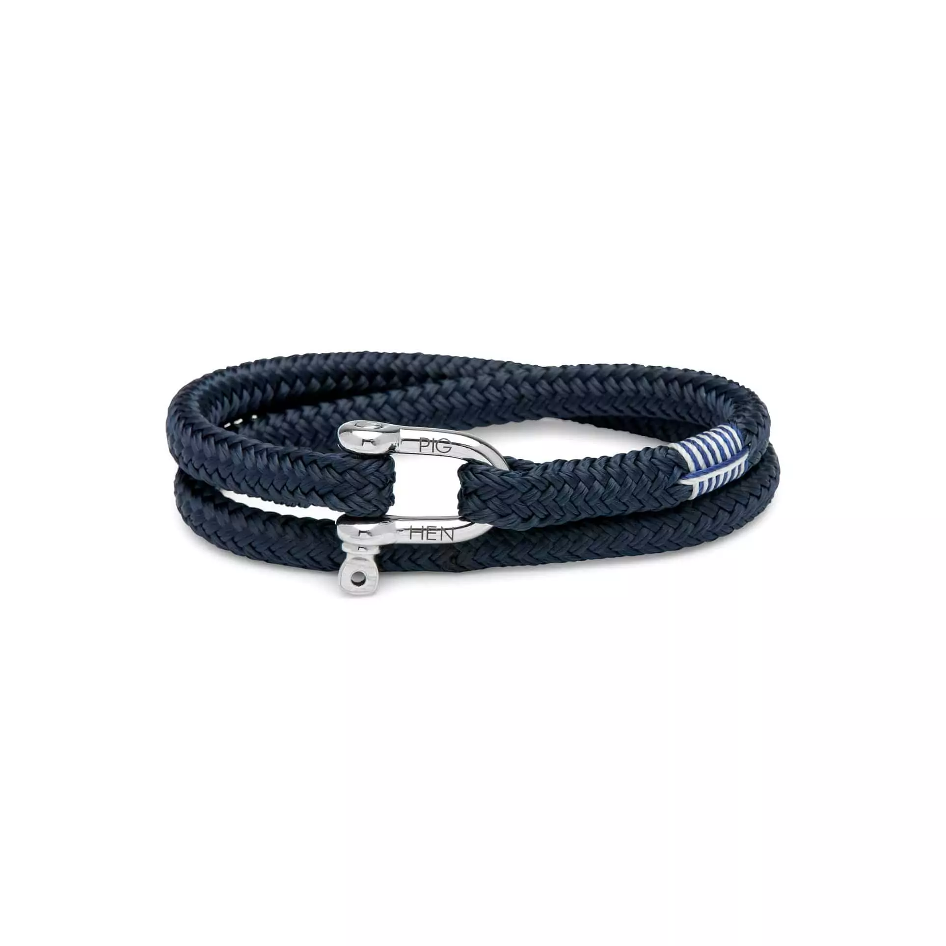 Herrenarmband aus navy-blauem Schiffstau und Edelstahl
