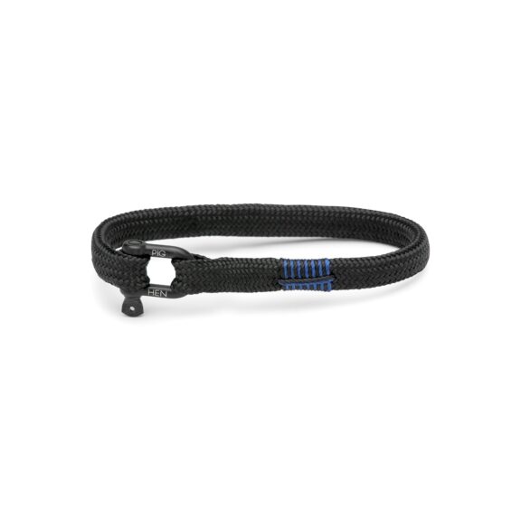 Herrenarmband aus schwarzem Schiffstau und Edelstahl