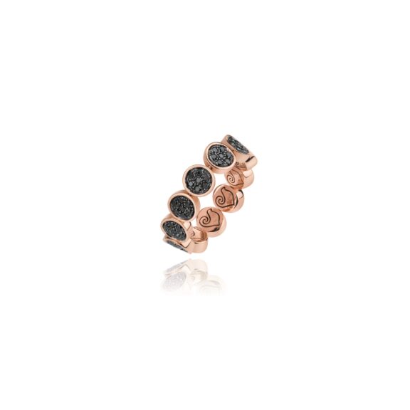 Chantecler Paillettes Ring aus Roségold mit schwarzen Diamanten