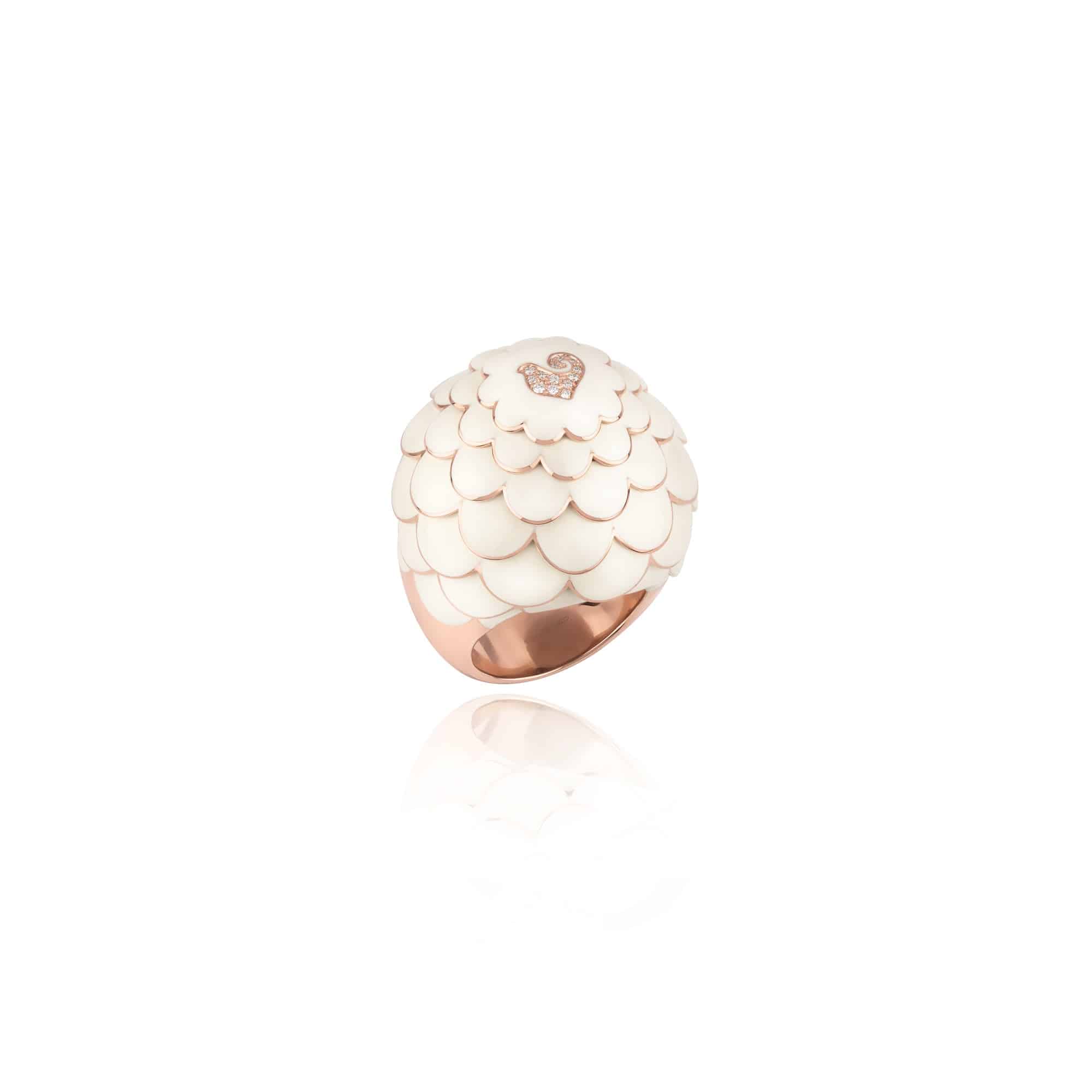 Chantecler Paillettes Ring aus Roségold mit Brillanten und Emaille