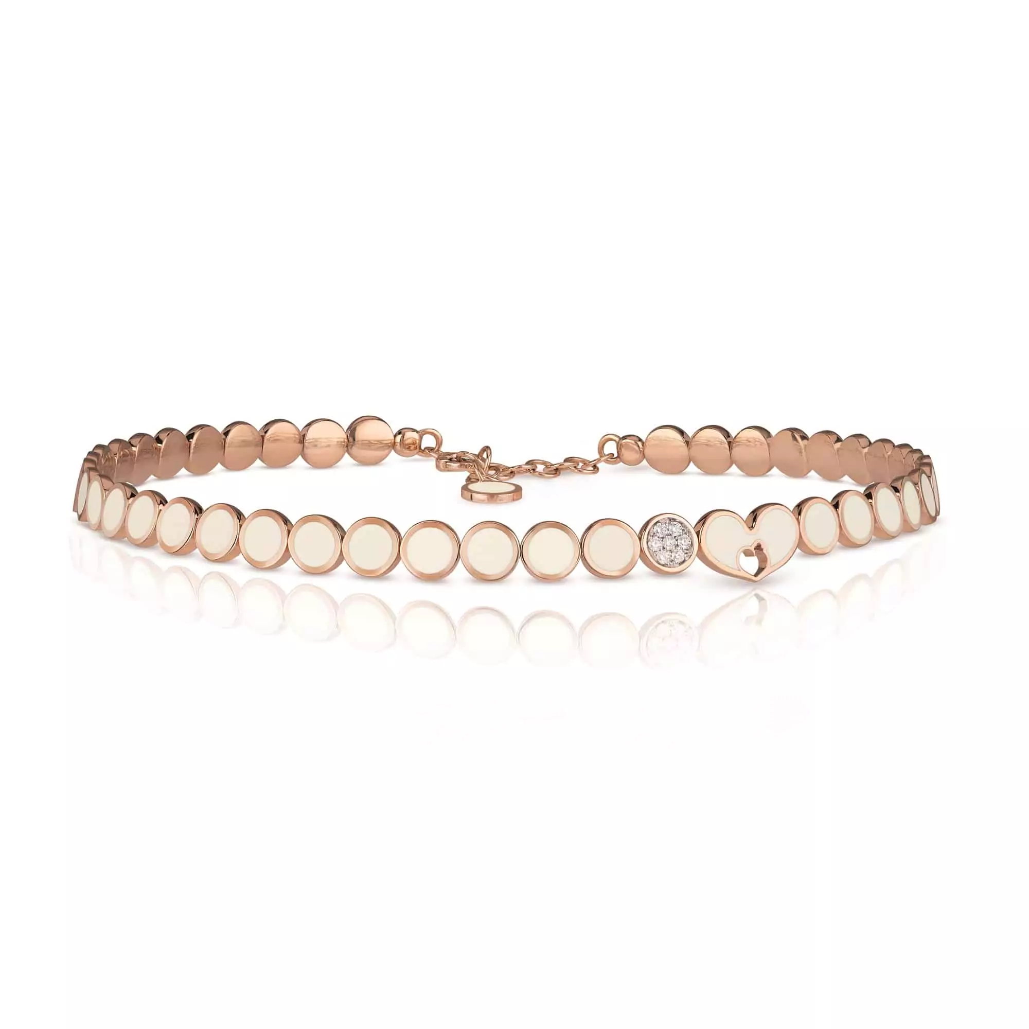 Chantecler Paillettes Collier aus Roségold mit weißem Emaille und Brillanten