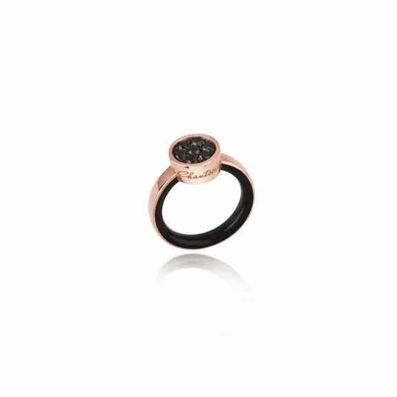 Chantecler Paillettes Ring aus Roségold mit schwarzen Diamanten und Emaille